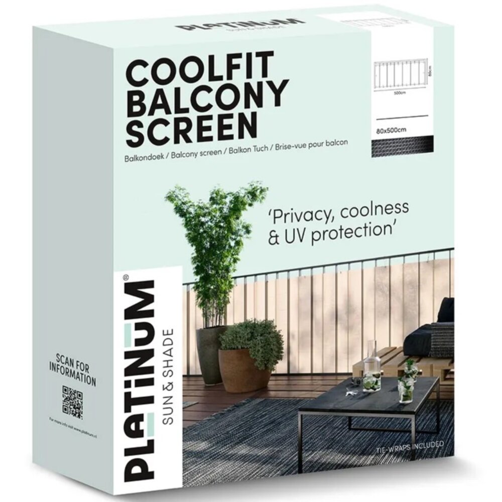 Platinum Platinum Sun & Shade Coolfit balkondoek 500x80cm Zand Platinum Platinum Sun & Shade Coolfit balkondoek 500x80cm Zand