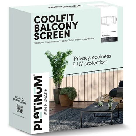 Platinum Platinum Sun & Shade Coolfit balkondoek 500x80cm Zand Platinum Platinum Sun & Shade Coolfit balkondoek 500x80cm Zand