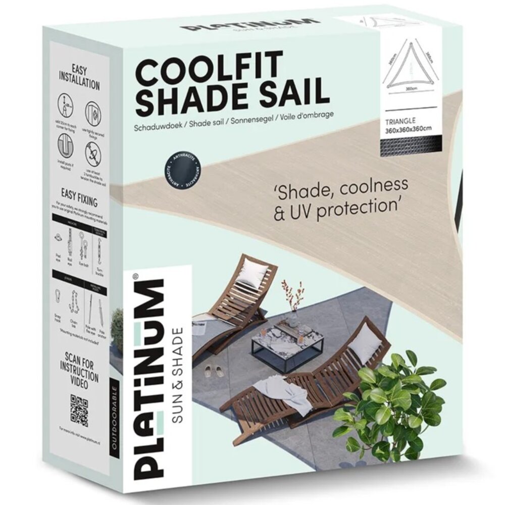 Platinum Platinum Sun & Shade Coolfit schaduwdoek driehoek 360x360x360cm Ecru Wit Platinum Platinum Sun & Shade Coolfit schaduwdoek driehoek 360x360x360cm Ecru Wit
