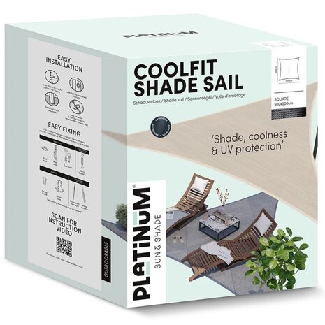 Platinum Platinum Sun & Shade Coolfit schaduwdoek vierkant 500x500cm Greige Platinum Platinum Sun & Shade Coolfit schaduwdoek vierkant 500x500cm Greige