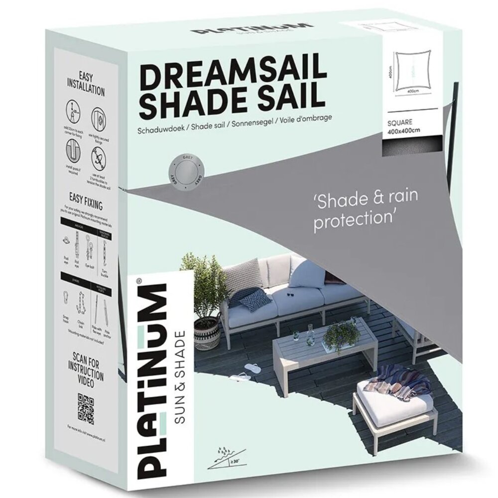 Platinum Platinum Sun & Shade Dreamsail schaduwdoek vierkant 400x400cm Ecru Platinum Platinum Sun & Shade Dreamsail schaduwdoek vierkant 400x400cm Ecru