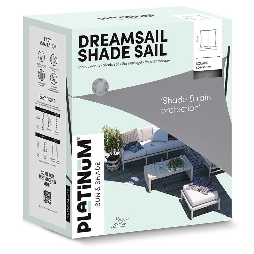 Platinum Platinum Sun & Shade Dreamsail schaduwdoek vierkant 500x500cm Ecru Platinum Platinum Sun & Shade Dreamsail schaduwdoek vierkant 500x500cm Ecru