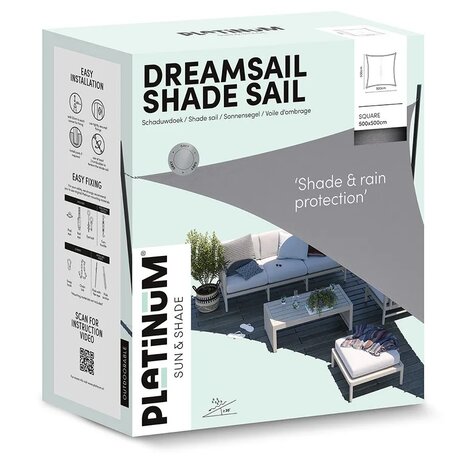 Platinum Platinum Sun & Shade Dreamsail schaduwdoek vierkant 500x500cm Ecru Platinum Platinum Sun & Shade Dreamsail schaduwdoek vierkant 500x500cm Ecru