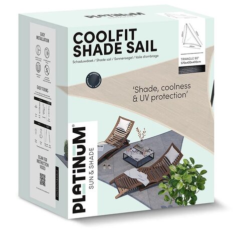 Platinum Platinum Sun & Shade Coolfit schaduwdoek driehoek 90° 570x400x400cm Zand Platinum Platinum Sun & Shade Coolfit schaduwdoek driehoek 90° 570x400x400cm Zand