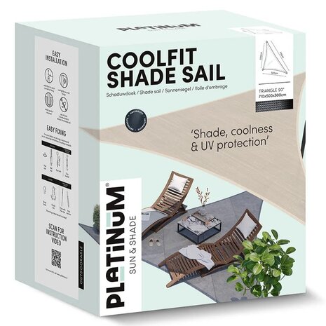 Platinum Platinum Sun & Shade Coolfit schaduwdoek driehoek 90° 710x500x500cm Ecru Wit Platinum Platinum Sun & Shade Coolfit schaduwdoek driehoek 90° 710x500x500cm Ecru Wit