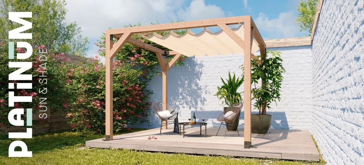 Platinum Platinum Sun & Shade Coolfit harmonica schaduwdoek B370xL370cm Zand Platinum Platinum Sun & Shade Coolfit harmonica schaduwdoek B370xL370cm Zand