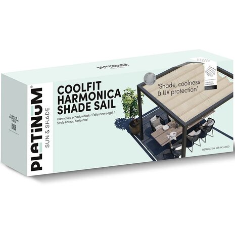 Platinum Platinum Sun & Shade Coolfit harmonica schaduwdoek B290xL500cm Ecru wit Platinum Platinum Sun & Shade Coolfit harmonica schaduwdoek B290xL500cm Ecru wit