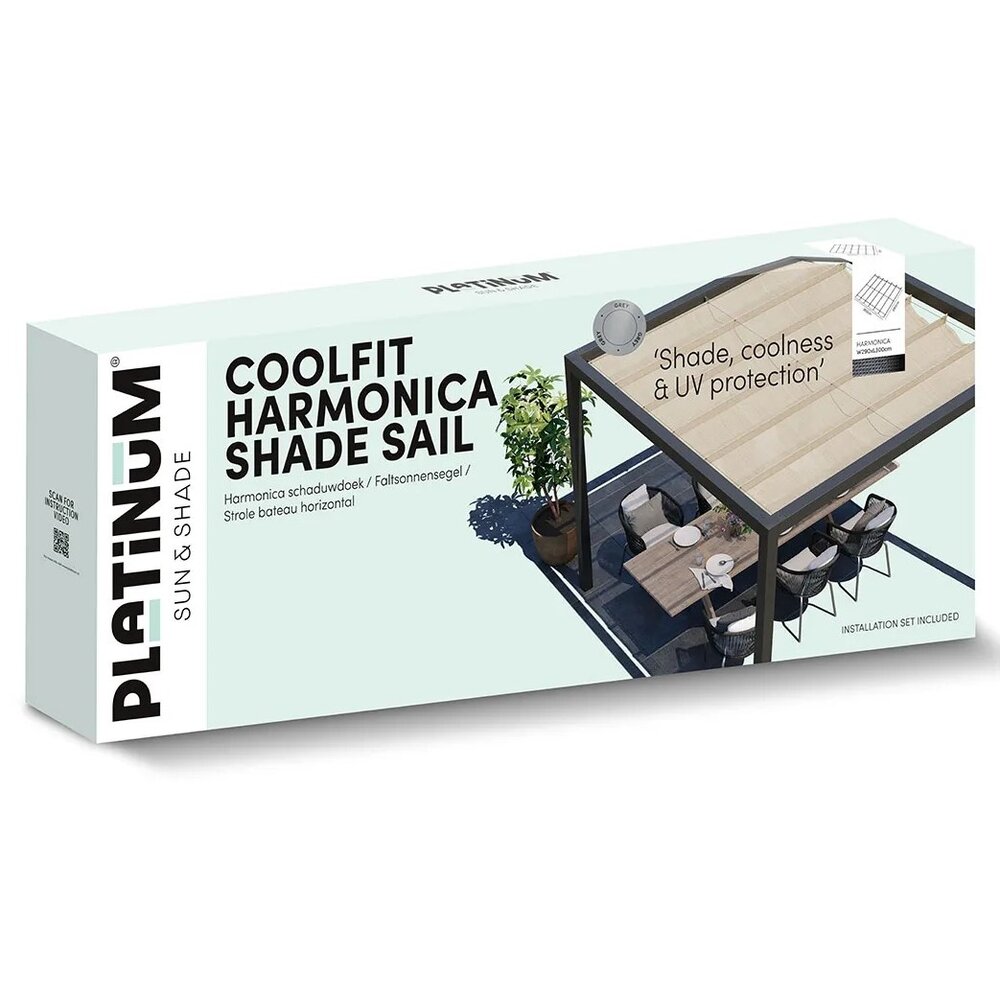 Platinum Platinum Sun & Shade Coolfit harmonica schaduwdoek B290xL300cm Zand Platinum Platinum Sun & Shade Coolfit harmonica schaduwdoek B290xL300cm Zand
