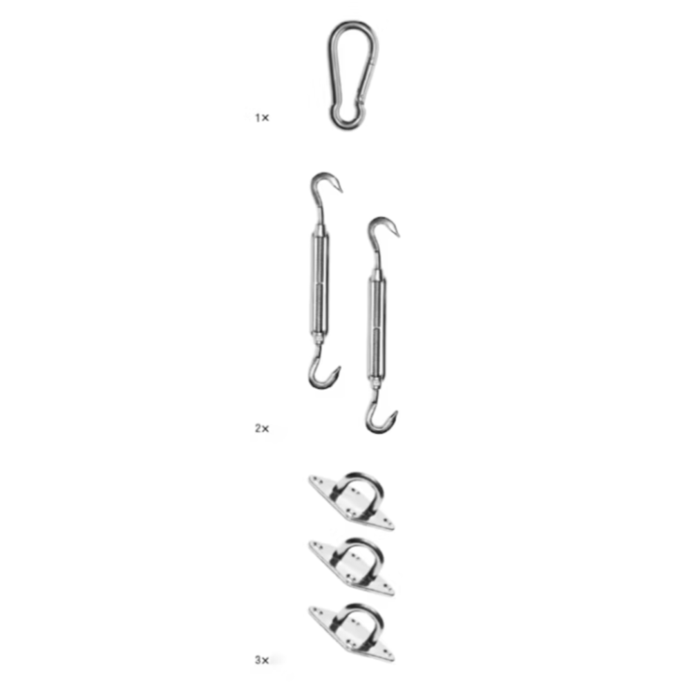 Platinum Platinum Sun & Shade bevestigingsset voor schaduwdoek driehoek Platinum Platinum Sun & Shade bevestigingsset voor schaduwdoek driehoek