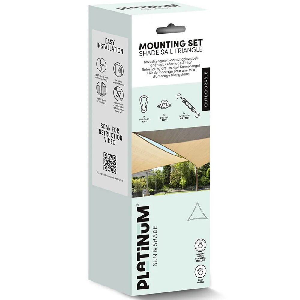 Platinum Platinum Sun & Shade bevestigingsset voor schaduwdoek driehoek Platinum Platinum Sun & Shade bevestigingsset voor schaduwdoek driehoek