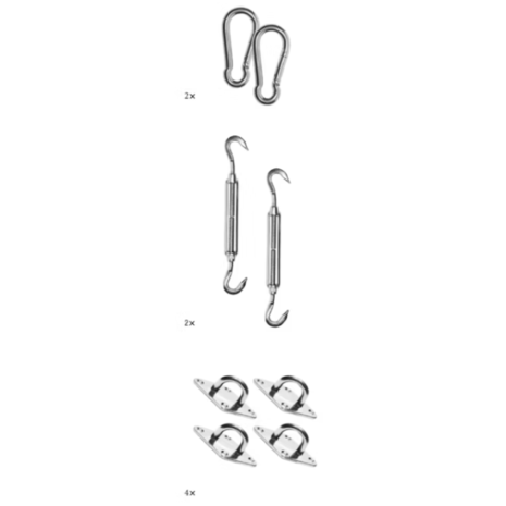 Platinum Platinum Sun & Shade bevestigingsset voor schaduwdoek vierkant en rechthoek Platinum Platinum Sun & Shade bevestigingsset voor schaduwdoek vierkant en rechthoek