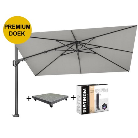 Platinum Challenger T2 premium zweefparasol 260x350 cm manhattan met parasolvoet 120kg en hoes Platinum Challenger T2 premium zweefparasol 260x350 cm manhattan met parasolvoet 120kg en hoes