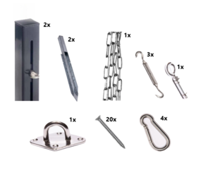 Platinum Platinum bevestigingsmaterialen schaduwdoek voor een vierkant en rechthoek combinatiepakket 2 Platinum Platinum bevestigingsmaterialen schaduwdoek voor een vierkant en rechthoek combinatiepakket 2