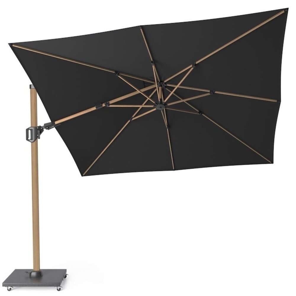 Platinum Challenger T2 premium zweefparasol 300x300 cm teak mast faded black met parasolvoet 90kg en hoes Platinum Challenger T2 premium zweefparasol 300x300 cm teak mast faded black met parasolvoet 90kg en hoes