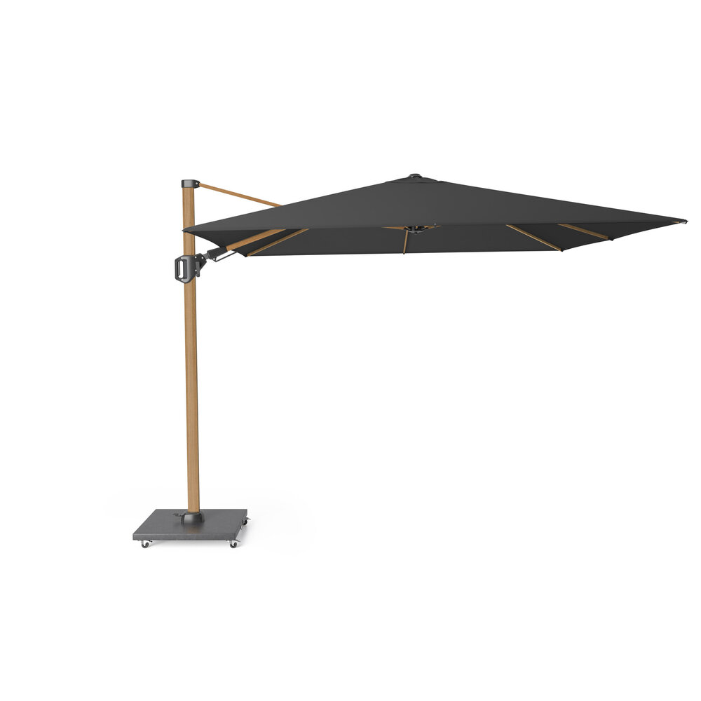 Platinum Challenger T2 premium zweefparasol 300x300 cm teak mast faded black met parasolvoet 90kg en hoes Platinum Challenger T2 premium zweefparasol 300x300 cm teak mast faded black met parasolvoet 90kg en hoes