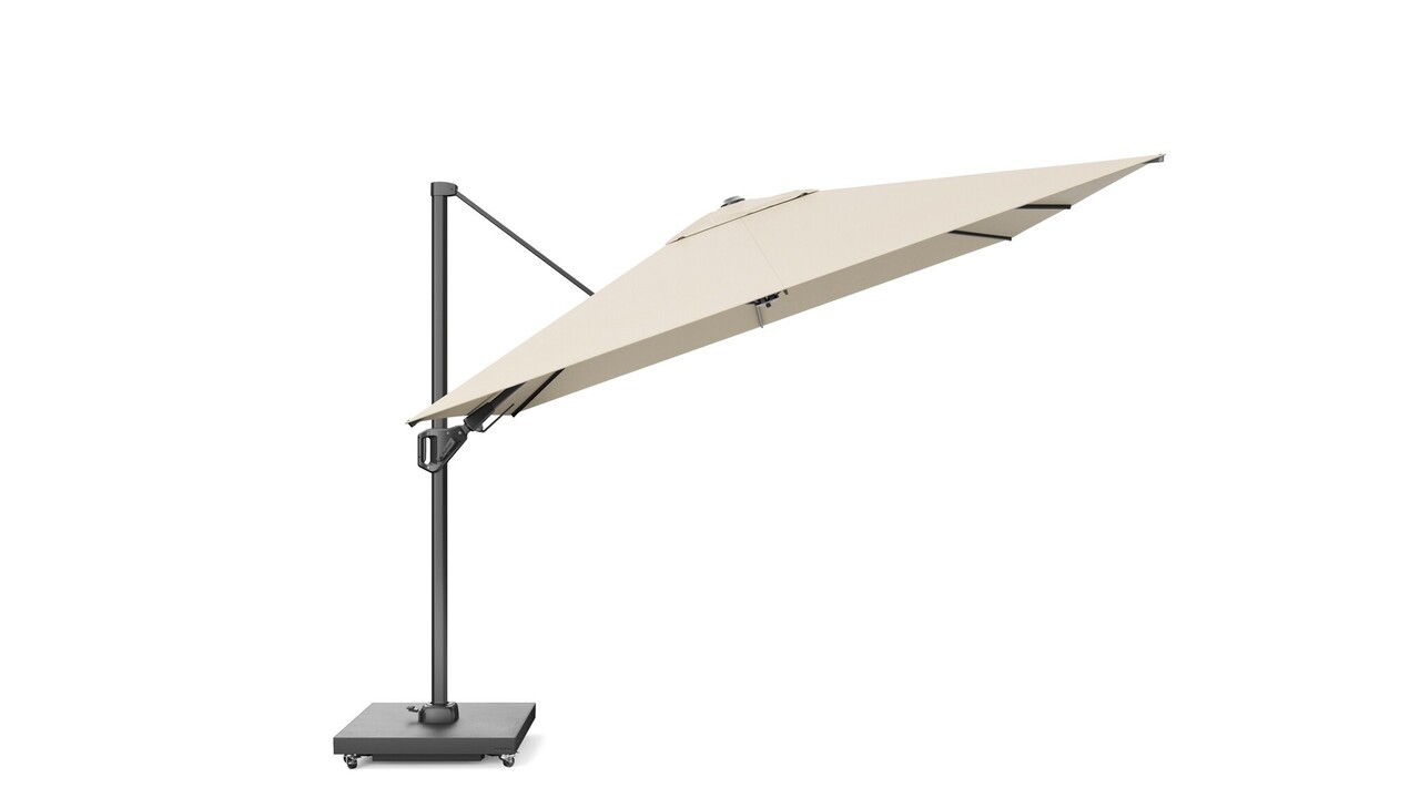 Platinum Challenger T2 premium zweefparasol 300x300 cm champagne met parasolvoet 90kg en hoes Platinum Challenger T2 premium zweefparasol 300x300 cm champagne met parasolvoet 90kg en hoes
