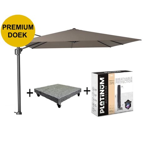 Platinum Challenger T1 premium zweefparasol 300x300 cm havanna met parasolvoet 90kg en hoes Platinum Challenger T1 premium zweefparasol 300x300 cm havanna met parasolvoet 90kg en hoes