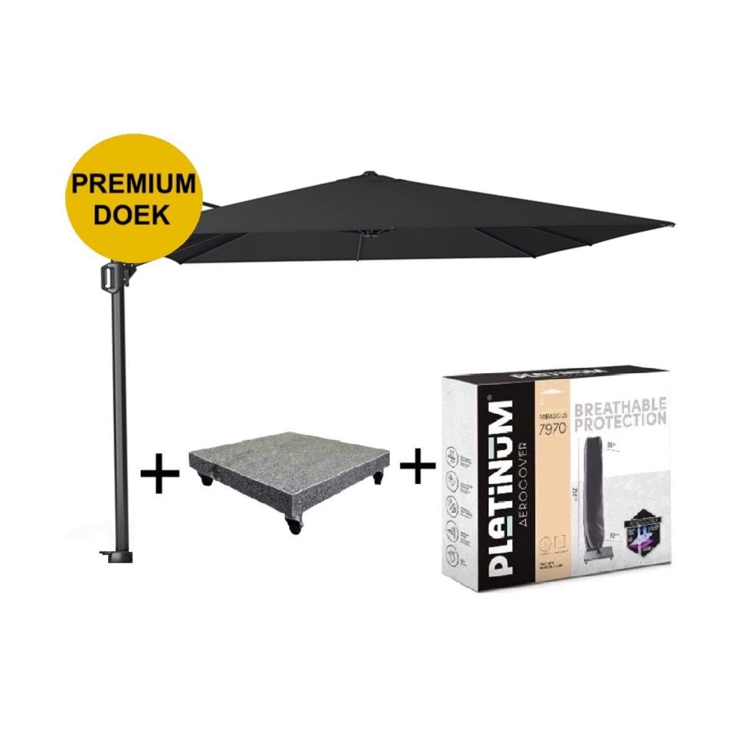 ホ　familiar Challenger T1 premium zweefparasol 300x300 cm faded black met