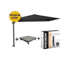 Platinum Challenger T1 premium zweefparasol 300x300 cm faded black met parasolvoet 90kg en hoes Platinum Challenger T1 premium zweefparasol 300x300 cm faded black met parasolvoet 90kg en hoes