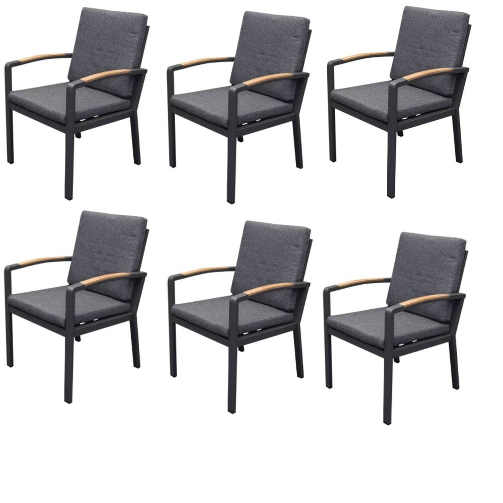 AVH-Collectie Costa Rica dining tuinstoel aluminium antraciet set van 6 AVH-Collectie Costa Rica dining tuinstoel aluminium antraciet set van 6