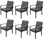 AVH-Collectie Costa Rica dining tuinstoel aluminium antraciet set van 6 AVH-Collectie Costa Rica dining tuinstoel aluminium antraciet set van 6