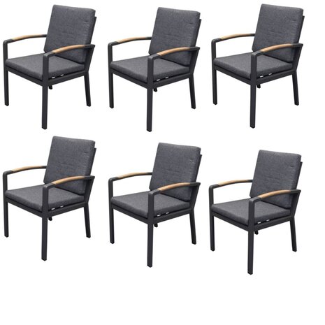 AVH-Collectie Costa Rica dining tuinstoel aluminium antraciet set van 6 AVH-Collectie Costa Rica dining tuinstoel aluminium antraciet set van 6