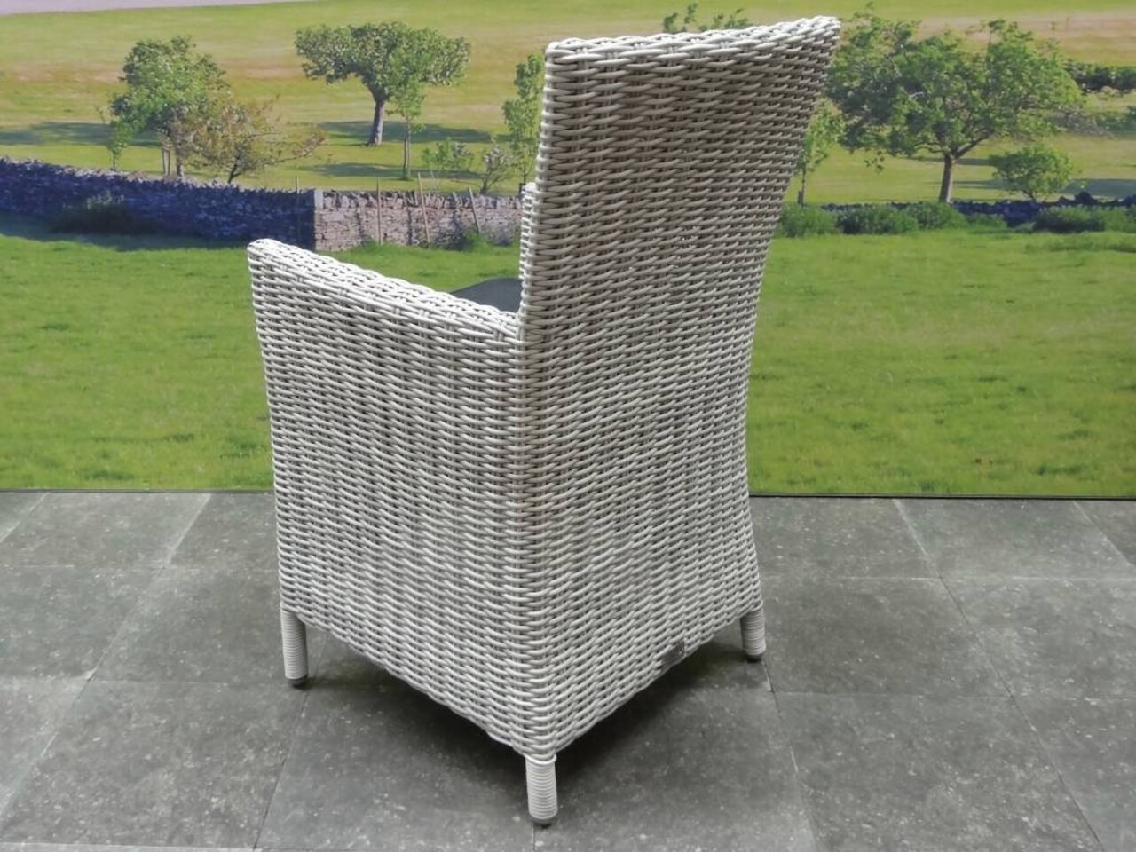 AVH-Collectie Capri dining tuinstoel wit grijs wicker set van 4 AVH-Collectie Capri dining tuinstoel wit grijs wicker set van 4