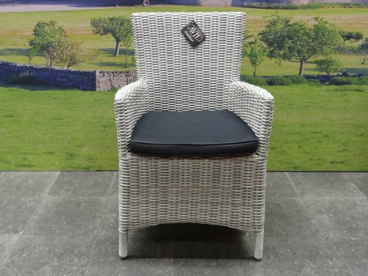 AVH-Collectie Capri dining tuinstoel wit grijs wicker set van 4 AVH-Collectie Capri dining tuinstoel wit grijs wicker set van 4