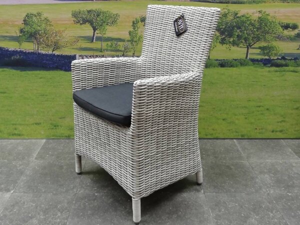 AVH-Collectie Capri dining tuinstoel wit grijs wicker set van 4 AVH-Collectie Capri dining tuinstoel wit grijs wicker set van 4