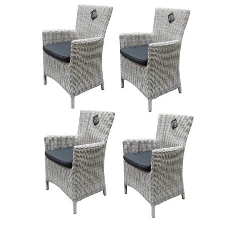 AVH-Collectie Capri dining tuinstoel wit grijs wicker set van 4 AVH-Collectie Capri dining tuinstoel wit grijs wicker set van 4