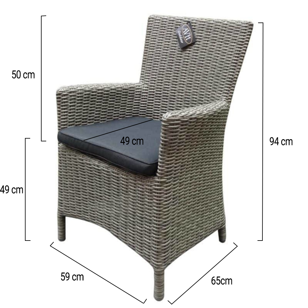 AVH-Collectie Capri dining tuinstoel grijs wicker set van 4 AVH-Collectie Capri dining tuinstoel grijs wicker set van 4