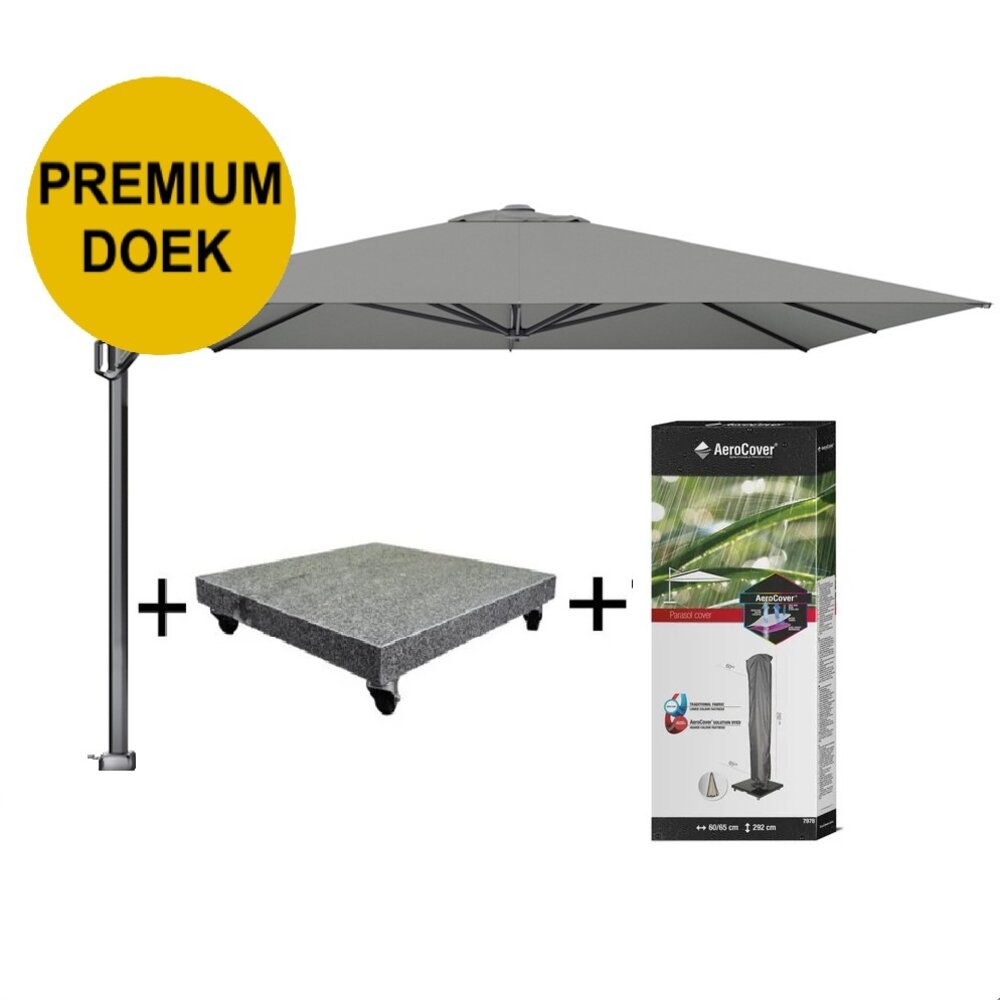 Platinum Challenger T1 premium zweefparasol 350x350 cm manhattan met parasolvoet 120kg en hoes Platinum Challenger T1 premium zweefparasol 350x350 cm manhattan met parasolvoet 120kg en hoes