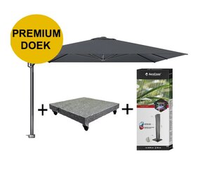 Platinum Challenger T1 premium zweefparasol 350x350 cm faded black met parasolvoet 120kg en hoes Platinum Challenger T1 premium zweefparasol 350x350 cm faded black met parasolvoet 120kg en hoes