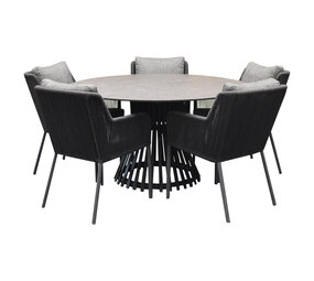 AVH-Collectie Sussex Pasadena dining tuinset 140xH75 cm rond 6 delig aluminium AVH-Collectie Sussex Pasadena dining tuinset 140xH75 cm rond 6 delig aluminium