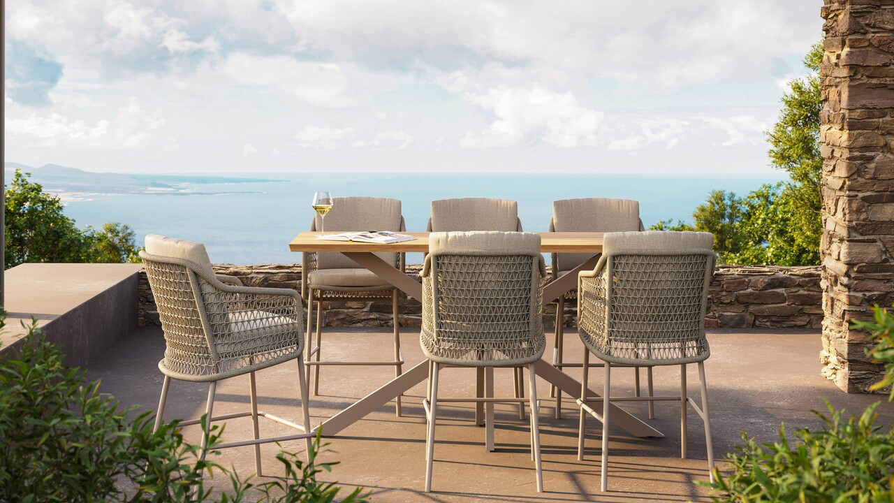 Taste 4SO Prado bartafel 200x70xH105 cm aluminium teak latte Taste 4SO Taste 4SO Prado bartafel 200x70xH105 cm aluminium teak latte Taste 4SO