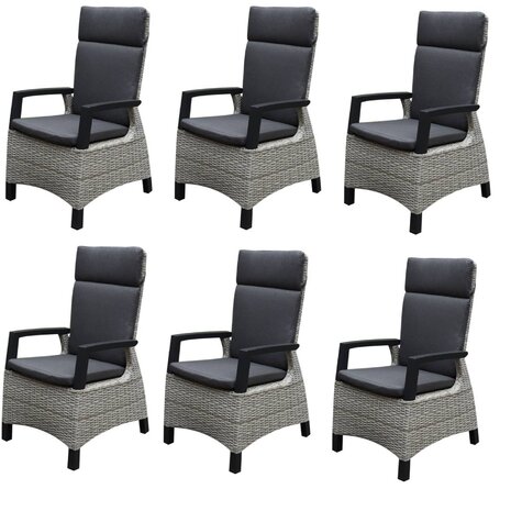 AVH-Collectie Tunis dining tuinstoel verstelbaar grijs set van 6 AVH-Collectie Tunis dining tuinstoel verstelbaar grijs set van 6