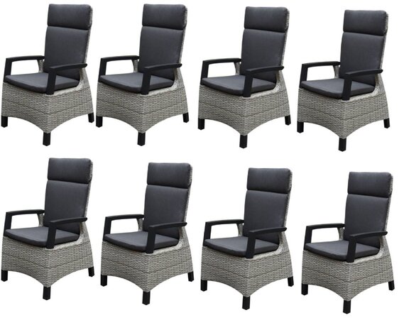 AVH-Collectie Tunis dining tuinstoel verstelbaar grijs set van 8 AVH-Collectie Tunis dining tuinstoel verstelbaar grijs set van 8