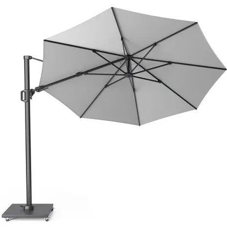 Platinum Challenger T2 zweefparasol 350 cm rond lichtgrijs met 90KG voet en hoes Platinum Challenger T2 zweefparasol 350 cm rond lichtgrijs met 90KG voet en hoes