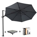 Platinum Challenger T2 zweefparasol 350 cm rond antraciet met 90KG voet en hoes Platinum Challenger T2 zweefparasol 350 cm rond antraciet met 90KG voet en hoes