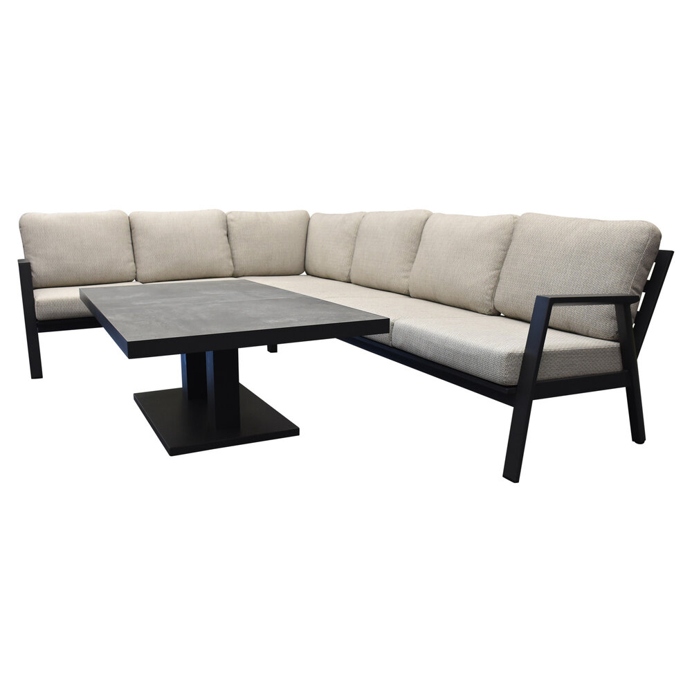 AVH-Collectie Barolo hoek dining loungeset 4 delig aluminium verstelbare tafel antraciet AVH-Collectie Barolo hoek dining loungeset 4 delig aluminium verstelbare tafel antraciet