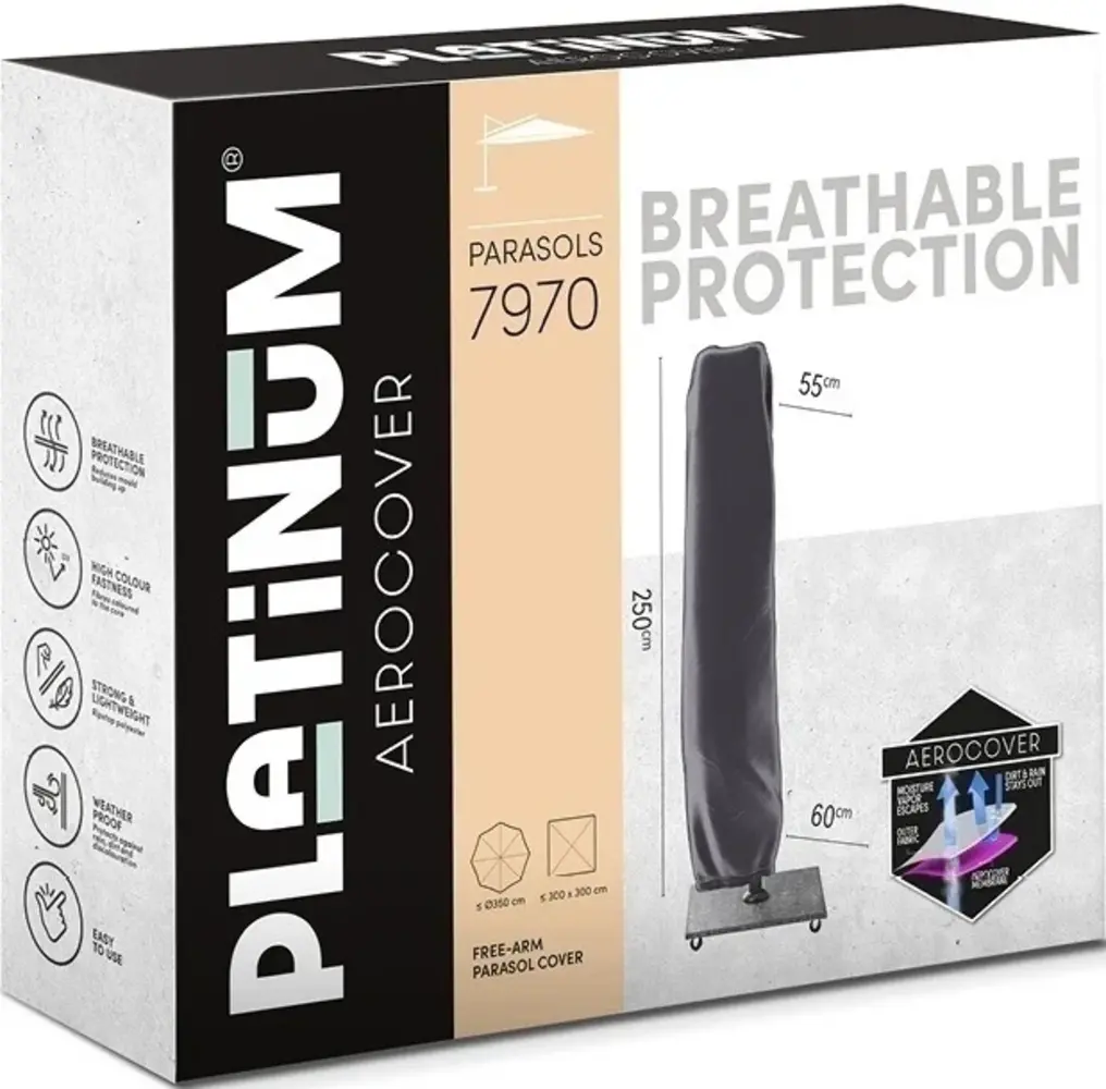 Platinum Challenger T1 parasol 350 cm rond antraciet met 90KG voet en hoes Platinum Challenger T1 parasol 350 cm rond antraciet met 90KG voet en hoes