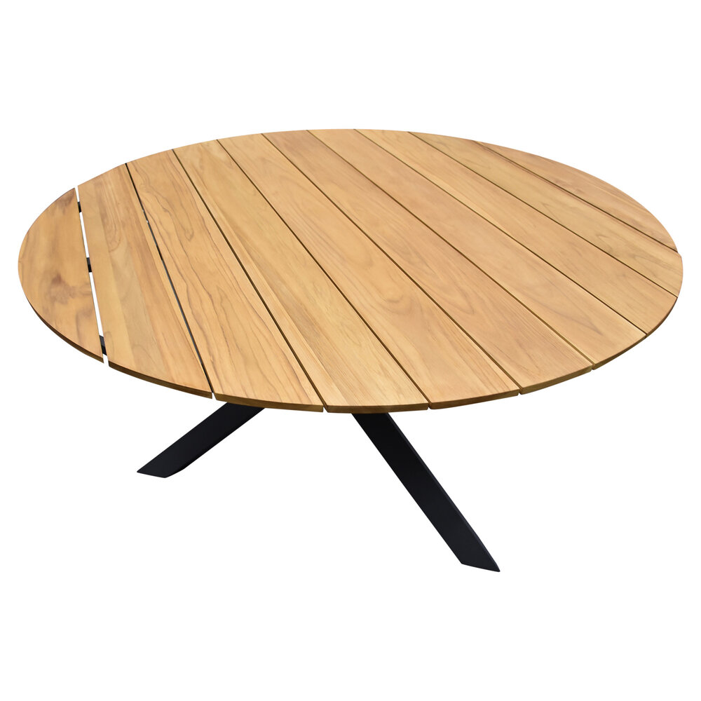 AVH-Collectie San Jose dining tuintafel 150xH74 cm rond teak blad AVH-Collectie San Jose dining tuintafel 150xH74 cm rond teak blad