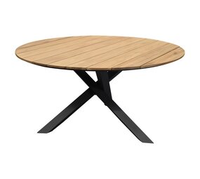 AVH-Collectie San Jose dining tuintafel 150xH74 cm rond teak blad AVH-Collectie San Jose dining tuintafel 150xH74 cm rond teak blad