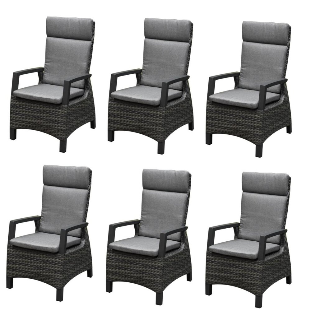 AVH-Collectie Tunis dining tuinstoel verstelbaar antraciet set van 6 AVH-Collectie Tunis dining tuinstoel verstelbaar antraciet set van 6