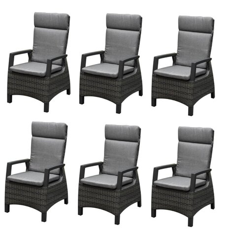 AVH-Collectie Tunis dining tuinstoel verstelbaar antraciet set van 6 AVH-Collectie Tunis dining tuinstoel verstelbaar antraciet set van 6