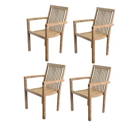 AVH-Collectie Montana dining tuinstoel teak set van 4 AVH-Collectie Montana dining tuinstoel teak set van 4