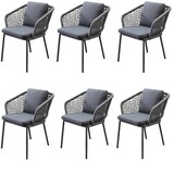 AVH-Collectie Eagle dining tuinstoel grijs wicker set van 6 AVH-Collectie Eagle dining tuinstoel grijs wicker set van 6