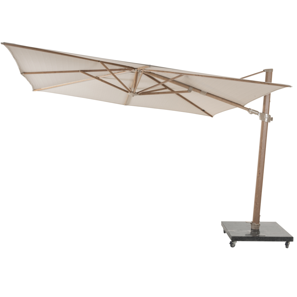 4 Seasons Outdoor Siesta premium zweefparasol 300x300 cm houtlook sand 4 Seasons Outdoor