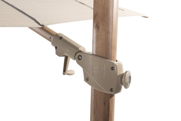 4 Seasons Outdoor Siesta premium zweefparasol 300x300 cm houtlook sand 4 Seasons Outdoor