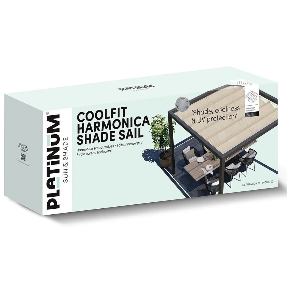 Platinum Platinum Sun & Shade Coolfit harmonica schaduwdoek B370xL500cm Greige Platinum Platinum Sun & Shade Coolfit harmonica schaduwdoek B370xL500cm Greige